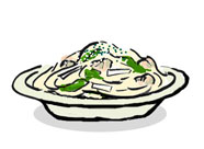 Chicken and Spinach Spaghetti with Cheese Cream Sauce