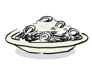 Squid ink Spaghetti with Cheese Cream Sauce