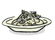 Mashroom and Clam Spaghrtti with Miso Cream Sauce