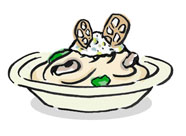 Cream Spaghetti with Oyster and Spinach