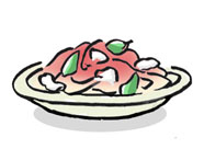 Mozzarella Cheese and Bazil Spaghetti with Pomodoro Sauce