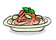 Eggplant and Bacon Spaghetti with Pomodoro Sauce