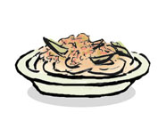 Tuna and Eggplant Spaghetti with Cream & Pomodoro Sauce