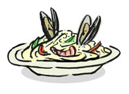 Spaghetti with Seafood Soup