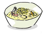 Corn Potage Soup with Spaghetti