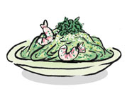 Shrimp and Spinach Spaghetti with Genovese Sauce