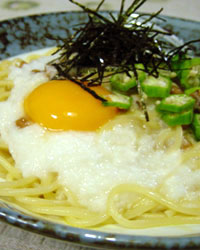 Spaghetti with Natto and Tororo