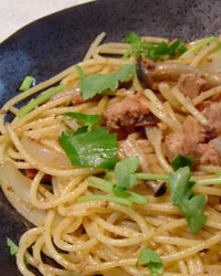 Foie gras Spaghetti with Wasabi & Soy Sauce